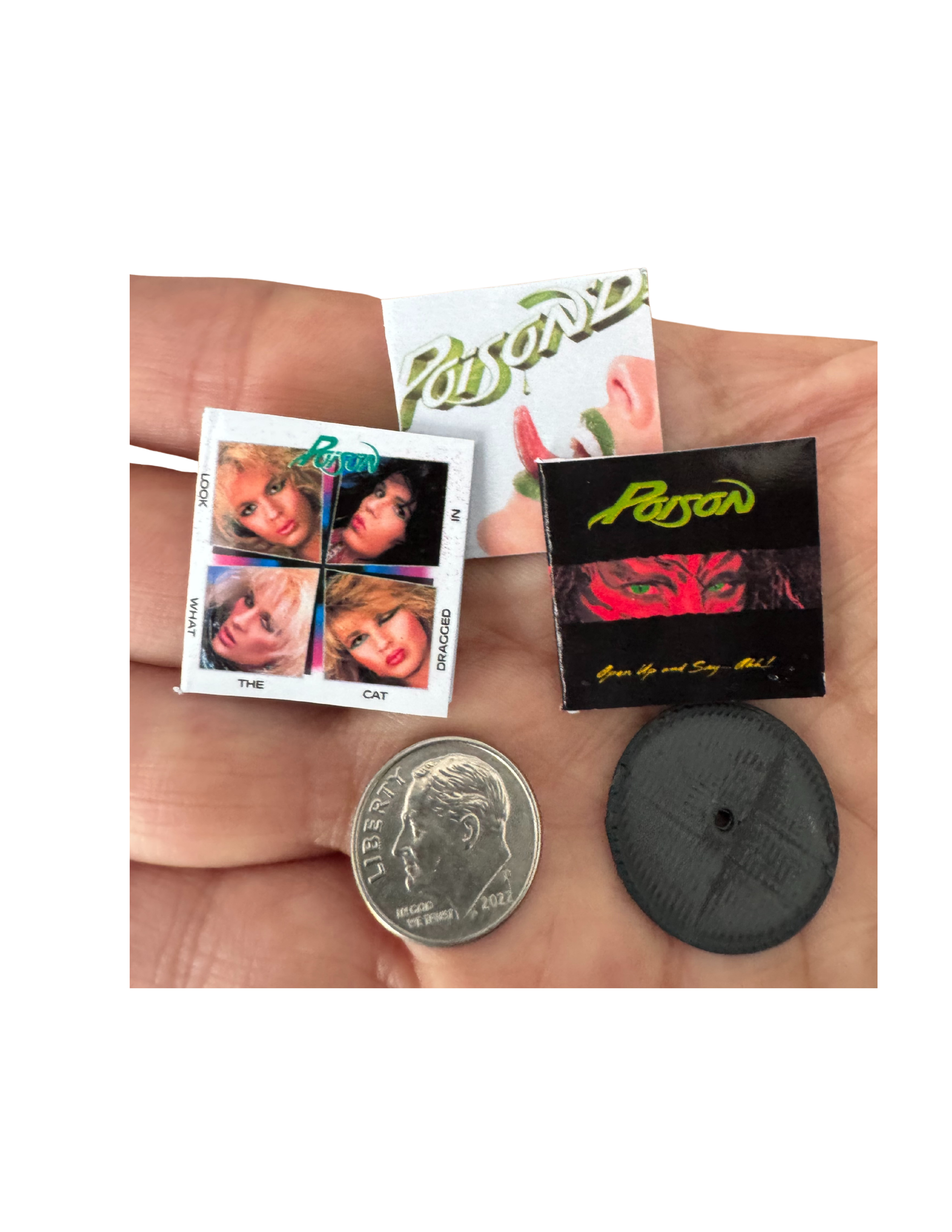 Miniature 1:12 Scale Poison Vinyl Album Covers + Mini Record
