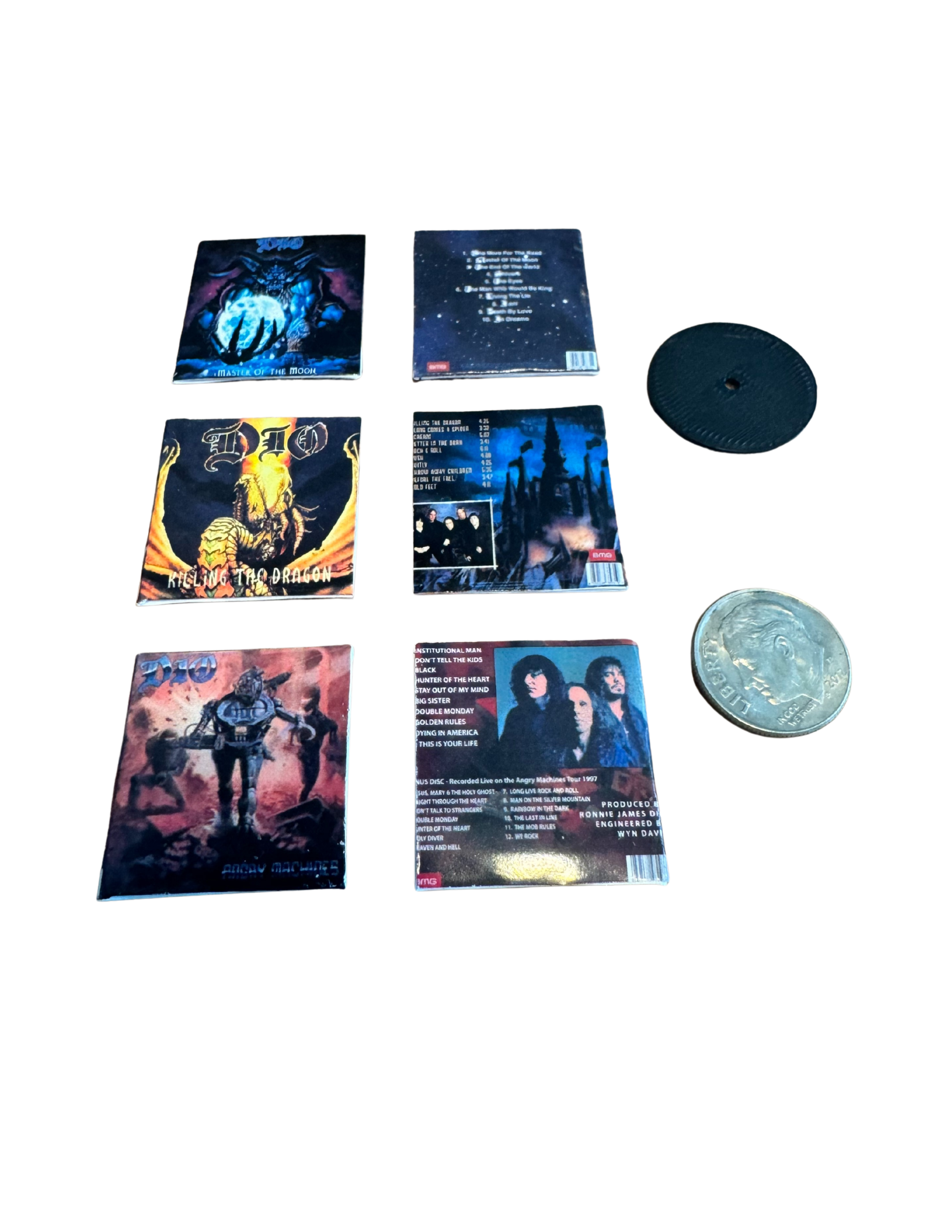 Miniature Dio Vinyl Records – 1:12 Scale | Handmade Mini Albums with 3D Printed Record | Add Turntable or Headphones
