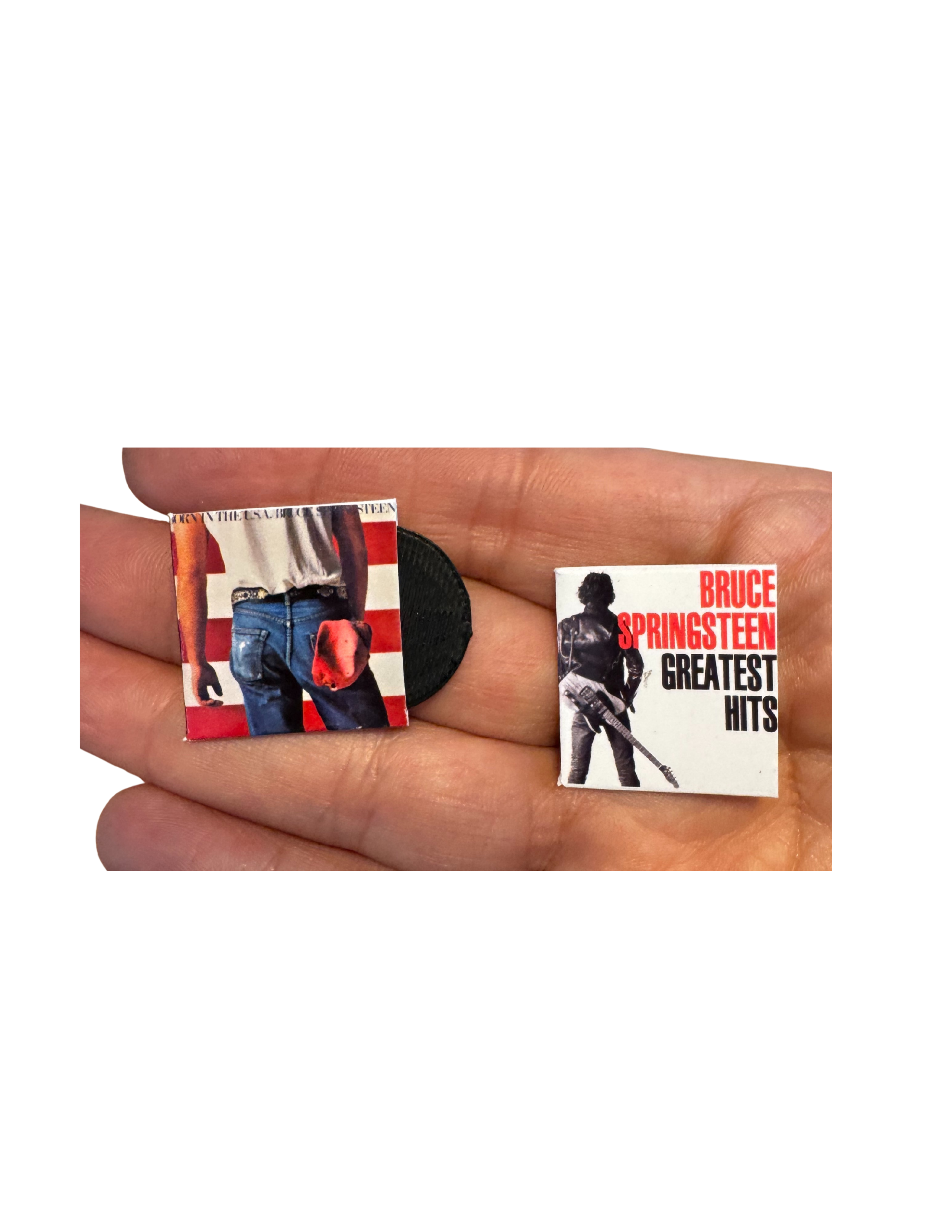 Miniature Bruce Vinyl Records | Dollhouse 1:12 Scale Music Collectible Springsteen Fan Unique Gift Mini Records All Titles