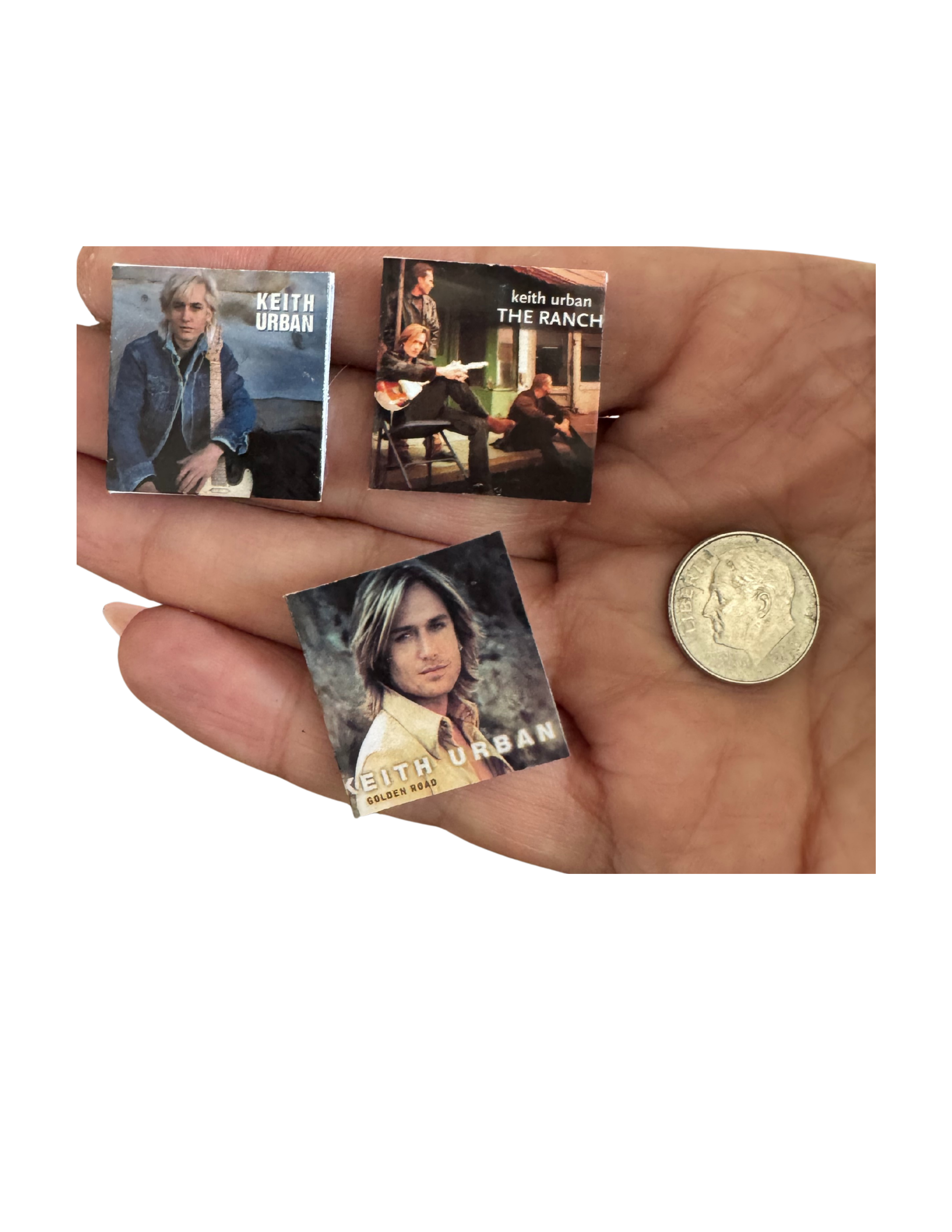 Miniature Keith Urban Vinyl Records – 1:12 Scale | Handmade Mini Albums with 3D Printed Record | Country Music Collectible