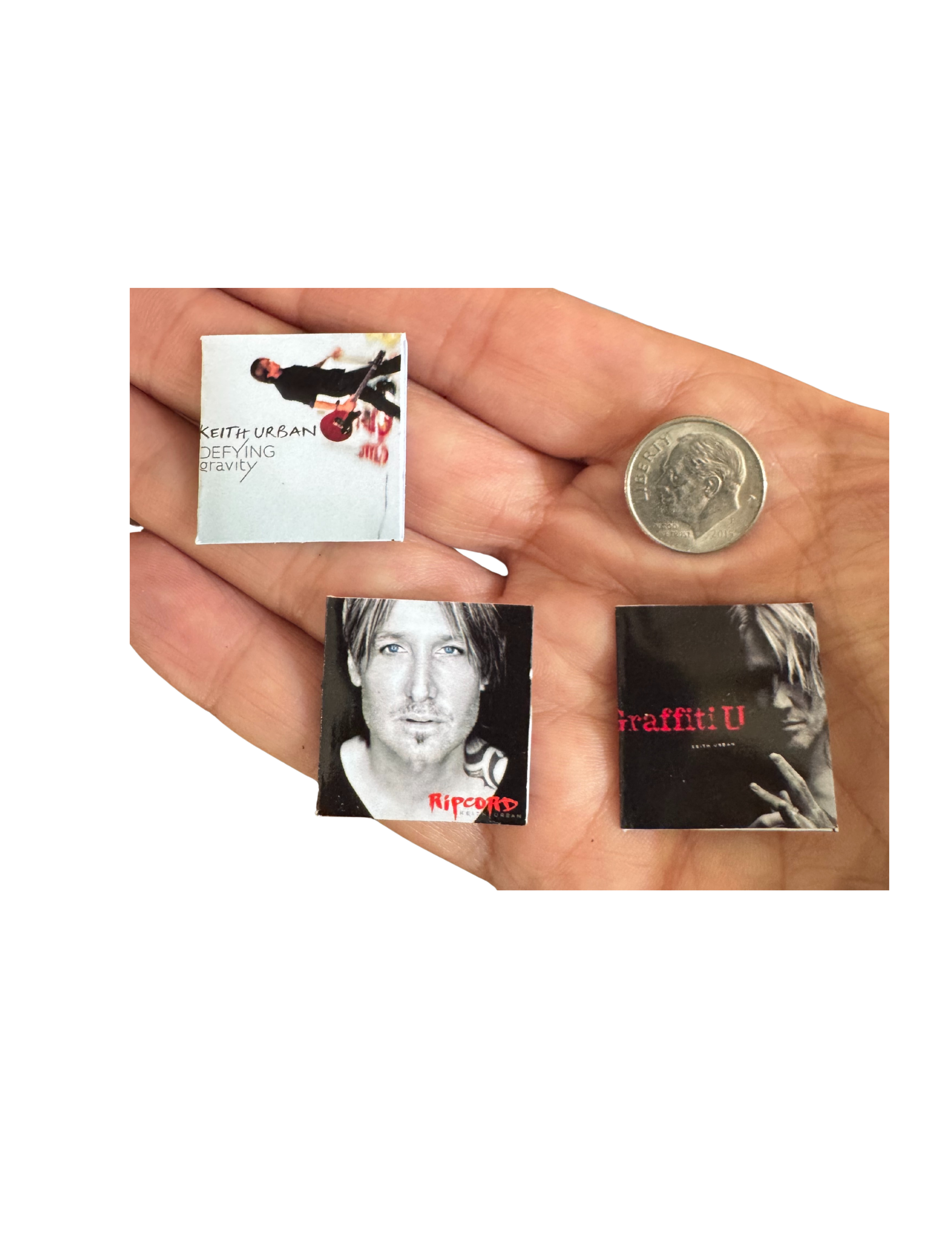 Miniature Keith Urban Vinyl Records – 1:12 Scale | Handmade Mini Albums with 3D Printed Record | Country Music Collectible