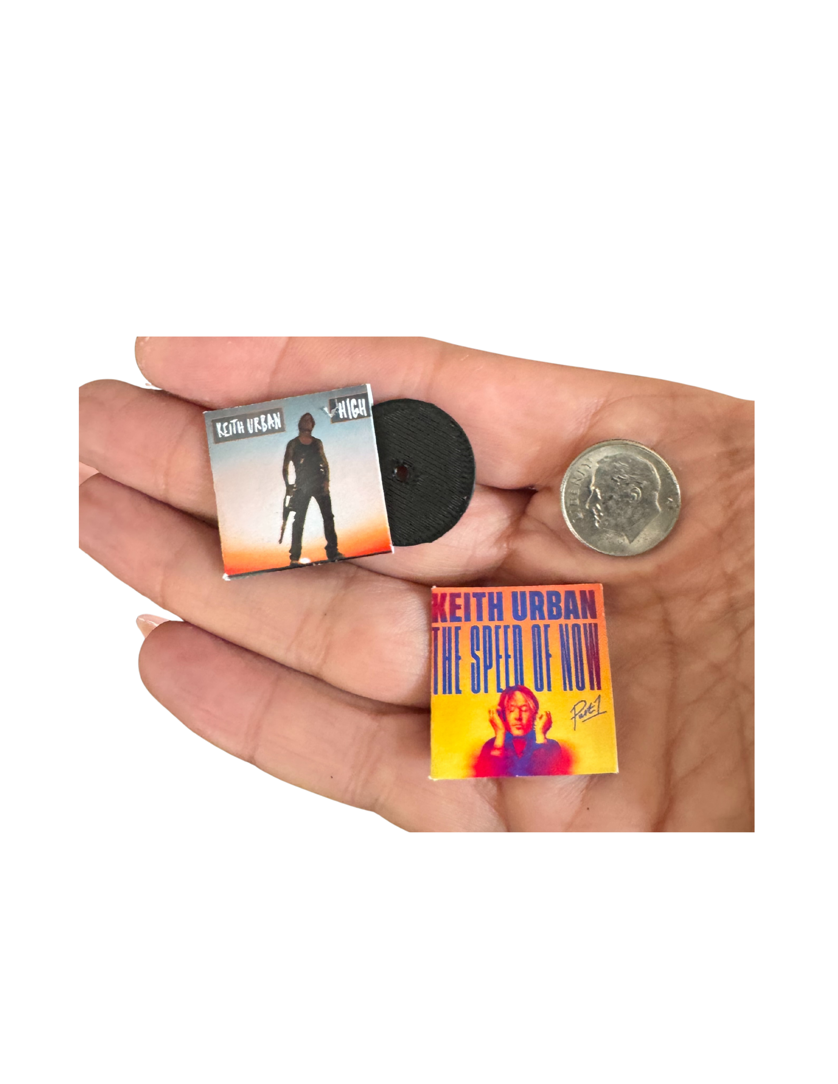 Miniature Keith Urban Vinyl Records – 1:12 Scale | Handmade Mini Albums with 3D Printed Record | Country Music Collectible