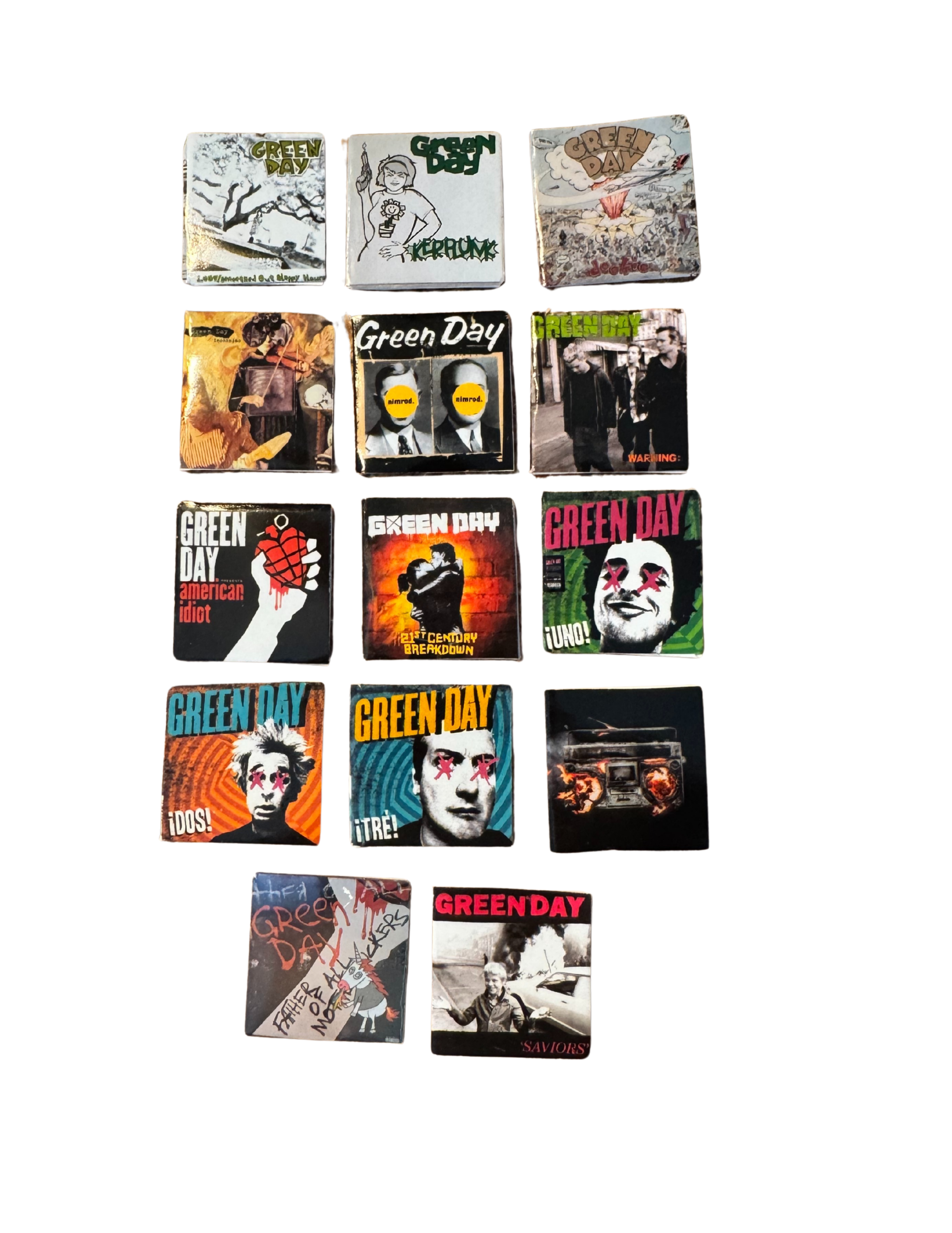 Miniature 1:12 Scale Green Day Vinyl Album Covers + Mini Record Green Day Punk Rock Fan Gift