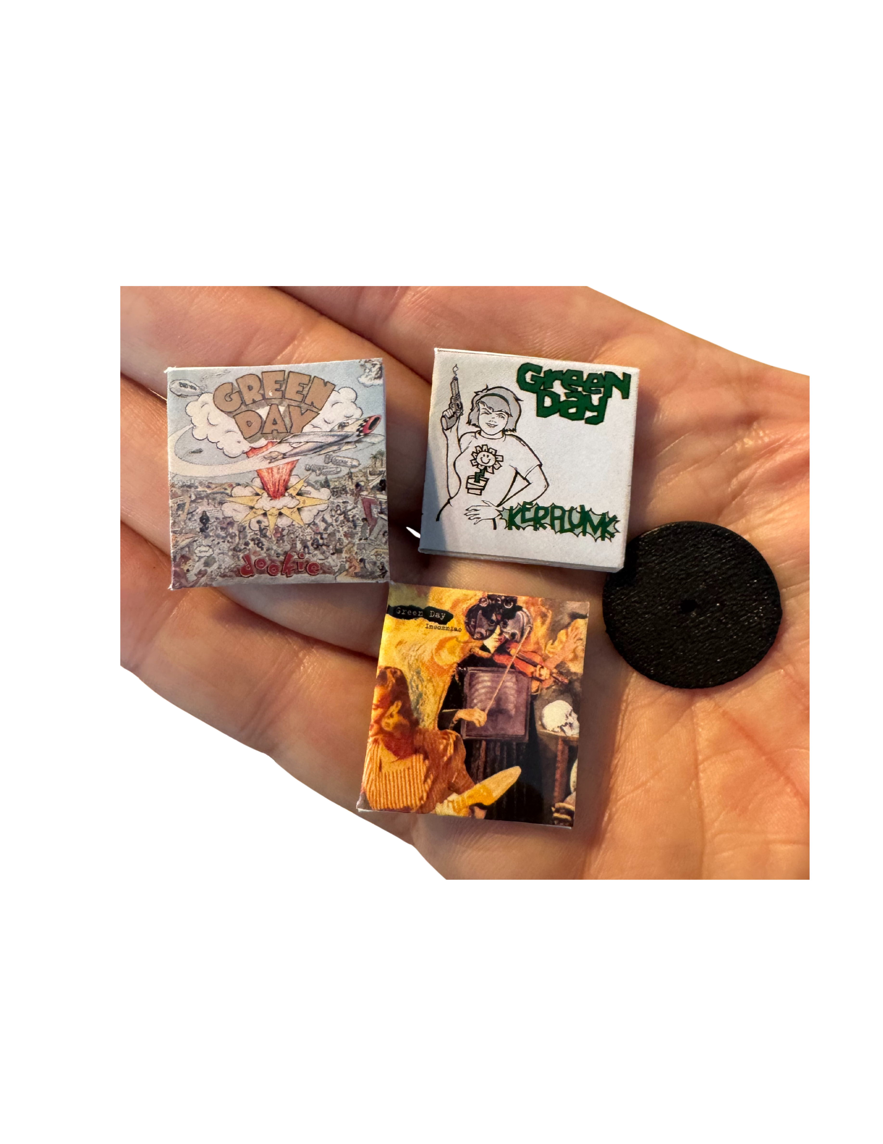 Miniature 1:12 Scale Green Day Vinyl Album Covers + Mini Record Green Day Punk Rock Fan Gift
