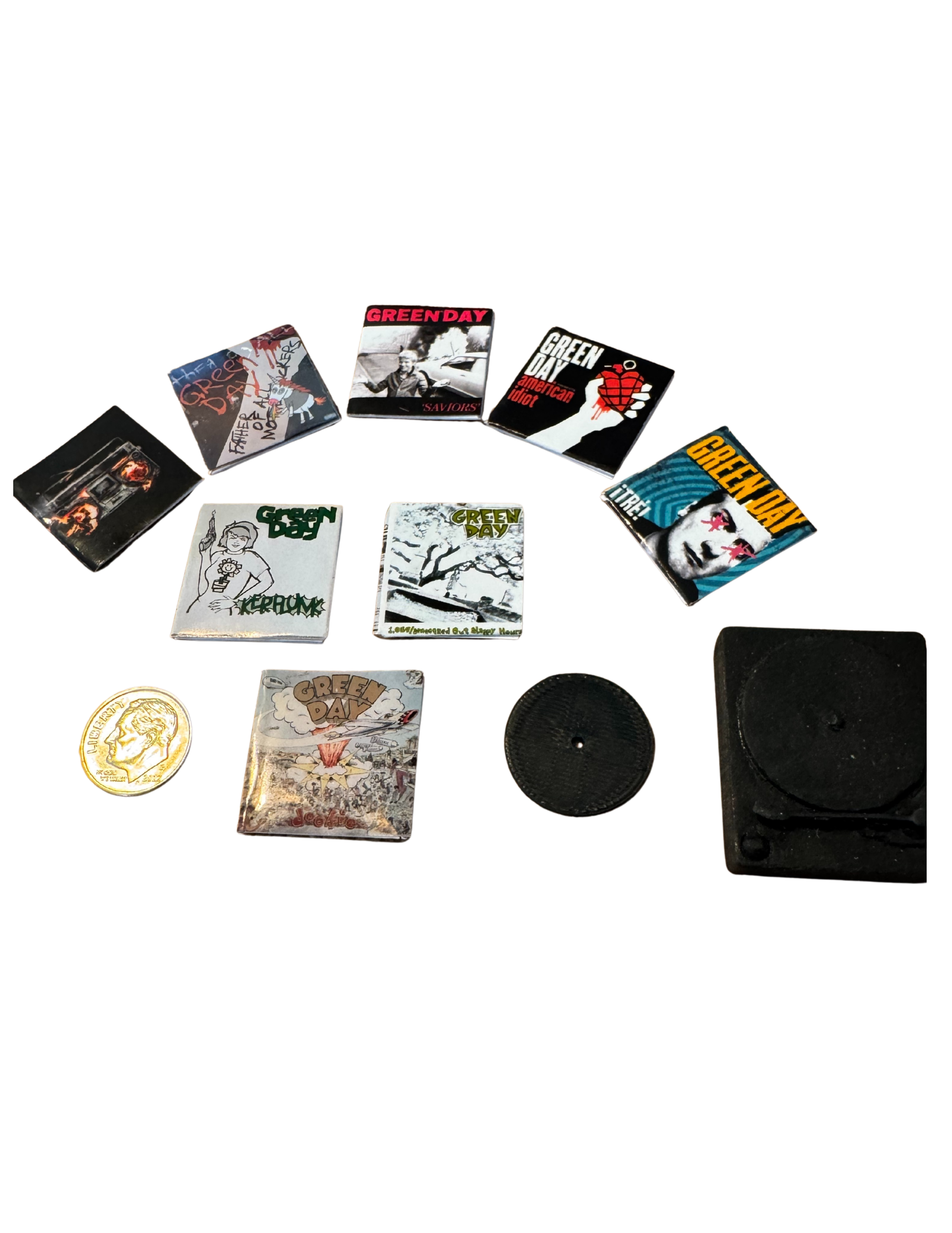 Miniature 1:12 Scale Green Day Vinyl Album Covers + Mini Record Green Day Punk Rock Fan Gift