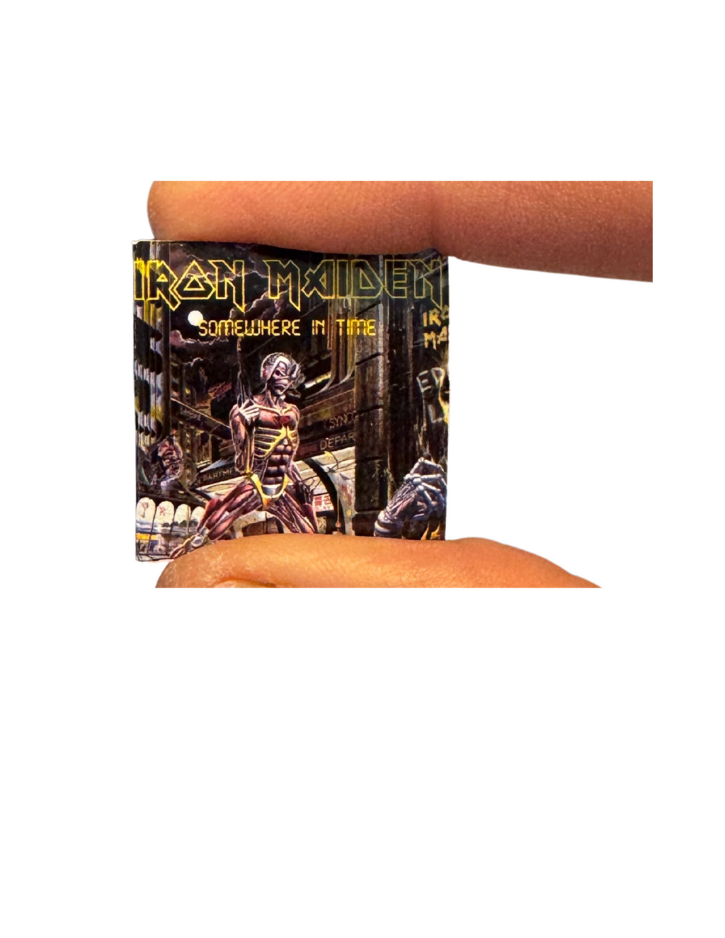 Miniature 1:12 Scale Iron Maiden Vinyl Album Covers + Mini Record Heavy Metal Miniature Iron Maiden Collectible Up The Irons Fan Gift